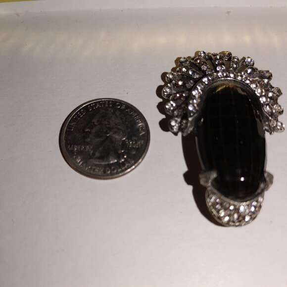 Vintage Faceted Topaz with Rhinestones Sash Brooch - Picture 3 of 5